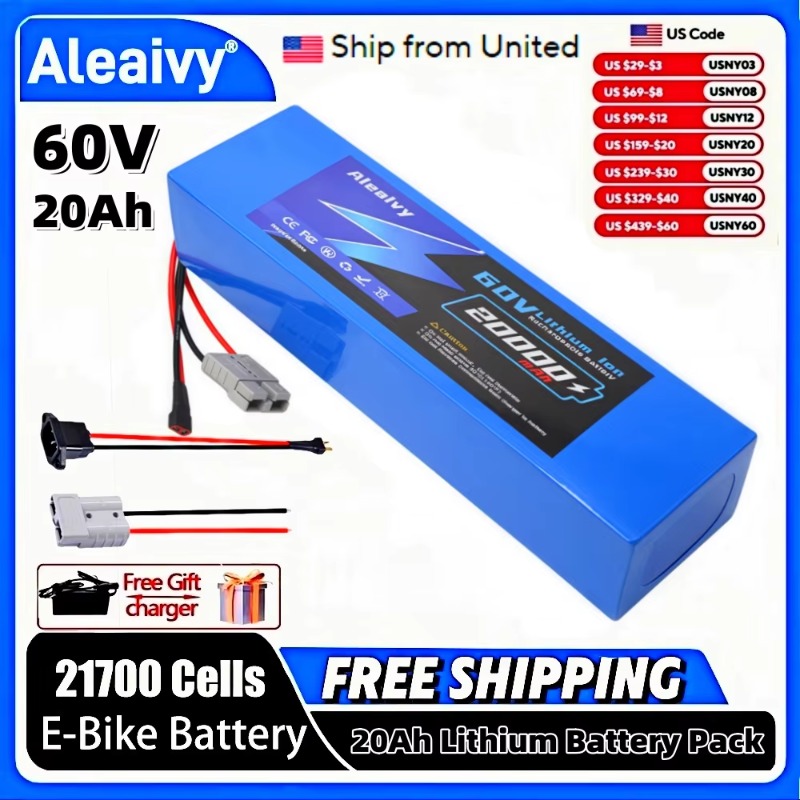 แบตเตอรี่ลิเธียม Aleaivy 60V 2 - 60V 30Ah 21700 Battery Pack บทวิจารณ์และราคา