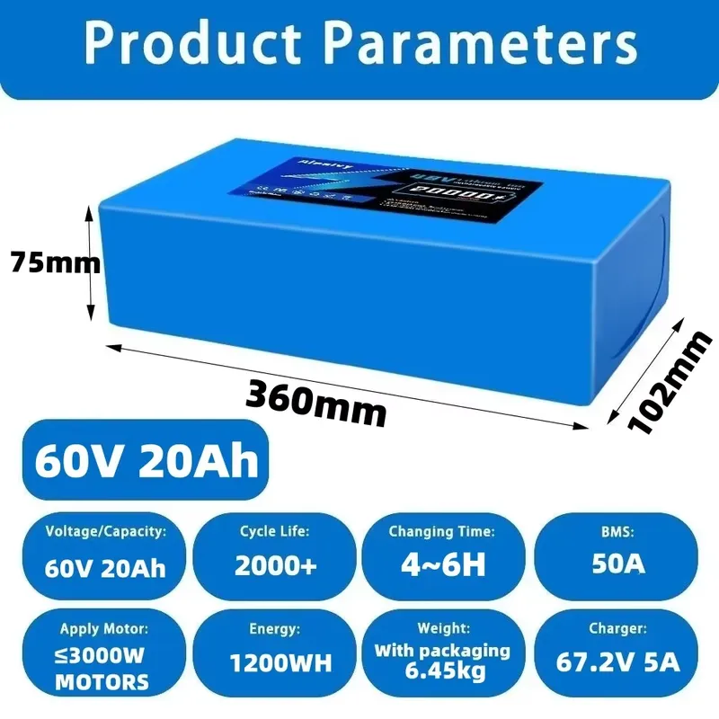 แบตเตอรี่ลิเธียม Aleaivy 60V 2 - 60V 30Ah 21700 Battery Pack บทวิจารณ์และราคา