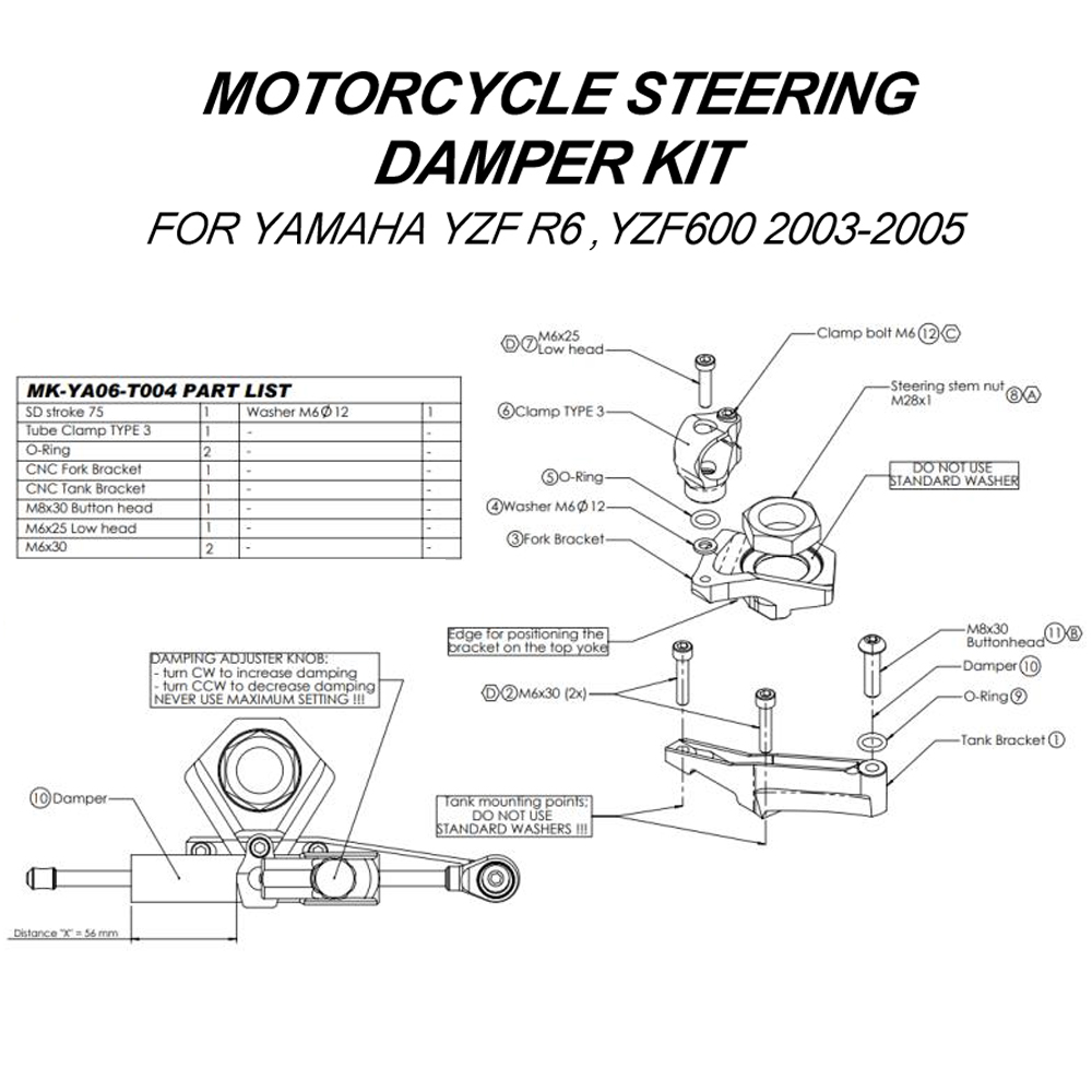 สำหรับ YAMAHA YZF600 R6 ปี 200 - Steering Damper Stabilizer Kit Cnc บทวิจารณ์และราคา